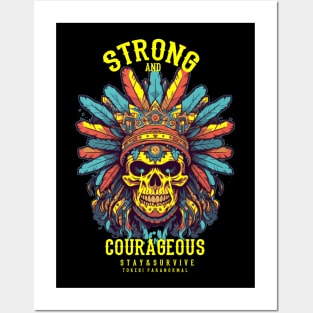 Stay Strong Native American Retro Skull Posters and Art